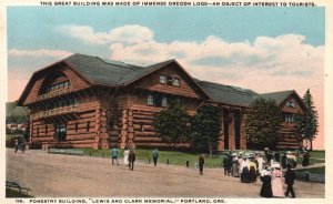 Vintage Postcard Forestry Building Lewis and Clark Memorial Portland Oregon OR