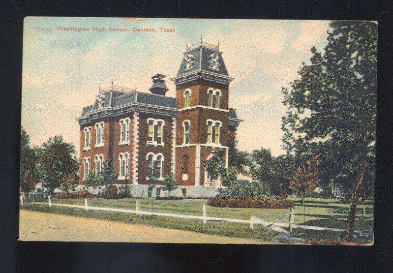 DENISON TEXAS WASHINGTON HIGH SCHOOL VINTAGE POSTCARD MARSHALL MISSOURI