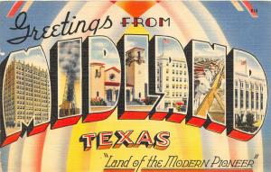 F14/ Midland Texas Postcard Linen Large Letter Greetings From