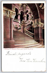 Vintage Postcard 1909 Western Staircase Capitol Building Albany New York NY