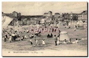 Old Postcard Mers Les Bains Beach