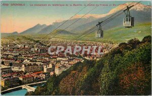 Old Postcard Grenoble Crossing the cable car of the Bastille
