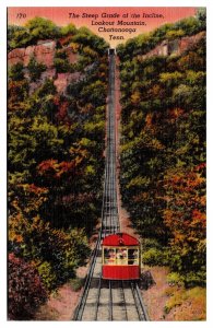 Vintage Steep Grade of the Incline, Lookout Mountain, Chattanooga, TN Postcard