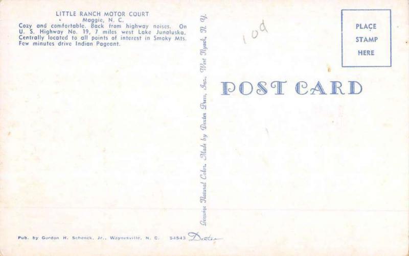 Maggie North Carolina Little Ranch Motor Court Vintage Postcard K55005