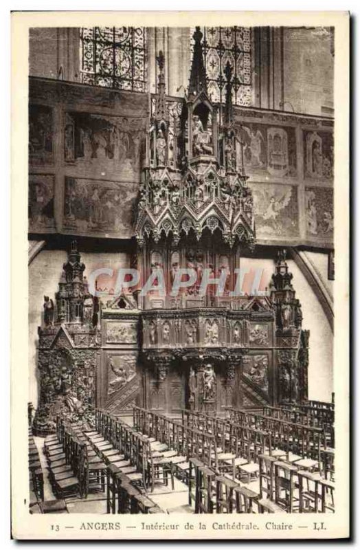 Old Postcard Angers Interior De La Cathedrale Chair