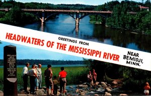 Minnesota Bemidji Greetings From Headwaters Of The Mississippi River