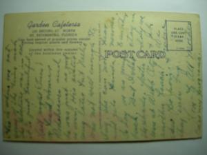 pre-1930 GARDEN CAFETERIA RESTAURANT St. Petersburg Florida FL Postcard y7619