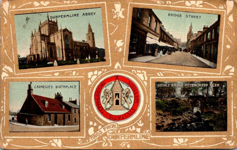 Scotland Fife Multi View Dunferline Abbey Bridge Street Carnegie's Birth...