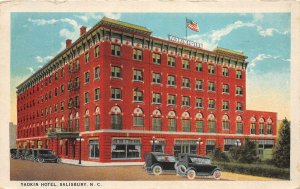 G75/ Salisbury North Carolina Postcard 1923 Yadkin Hotel Building Autos