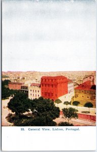 VINTAGE POSTCARD VIEW OF LISBON PORTUGAL c. 1905-1910 HAND-COLORED