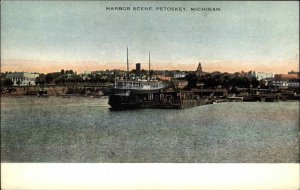 Petoskey MI Harbor Dock Steamboat c1910 Postcard