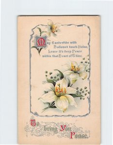 Postcard Easter Greeting Card with Poem and Flowers Embossed Art Print