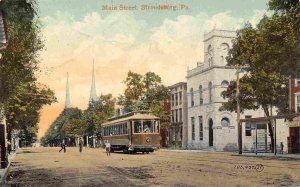 Streetcar Main Street Stroudsburg Pennsylvania 1910c postcard