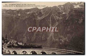 Old Postcard Chamonix Montenvers Railway and Chain Agulhas Red Train