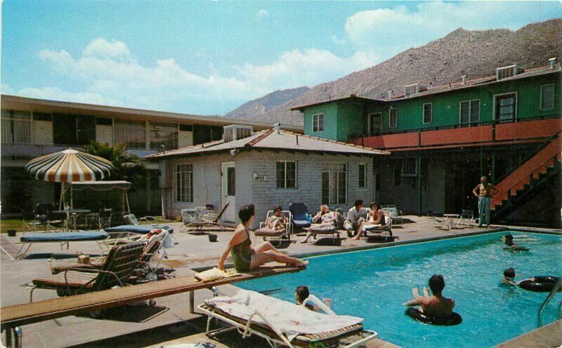 Palm Springs California Swimming Pool El Coronado Apt Hotel Postcard 21-8914