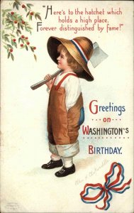 Clapsaddle Little Boy With Axe Patriotic c1910 Vintage Postcard