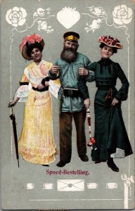 Comic Men And Ladies Spoed Bestelling Postcard C033
