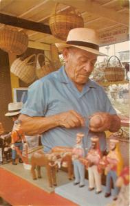 POPULAR SANTERO AT ANNUAL CRAFTMAN'S FAIR PUERTO RICO POSTCARD c1960s