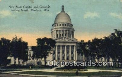 Madison, Wisconsin, WI State Capital USA 1914 corner wear, postal used 1914