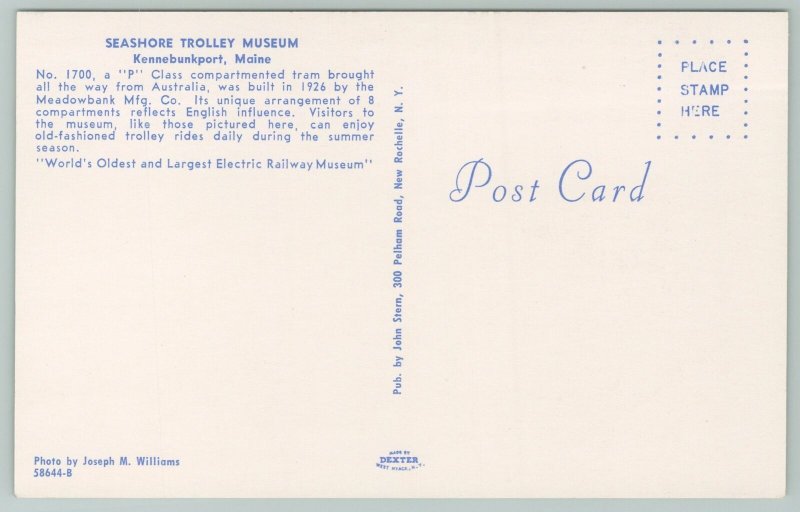 Kennebunkport Maine~Seashore Trolley Museum~Trolley Ride~Vintage Postcard
