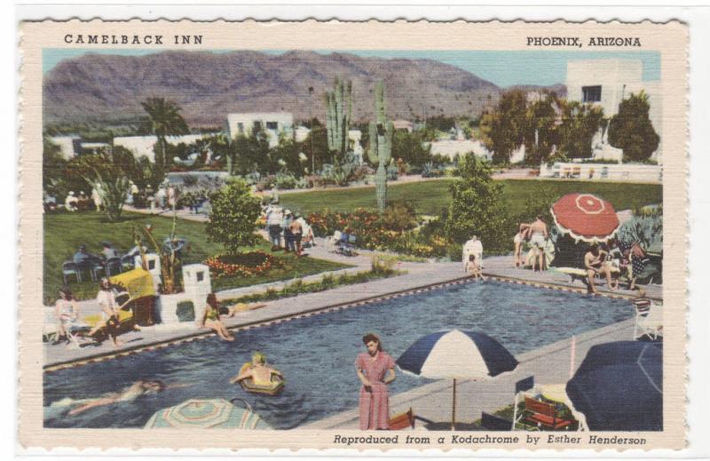 Camelback Inn Swimming Pool Phoenix Arizona linen postcard 