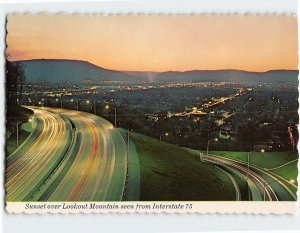 Postcard Sunset over Lookout Mountain seen from Interstate 75, Chattanooga, TN