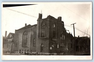 Swedish Postcard RPPC Photo Church Fire Disaster c1910's Unposted Antique