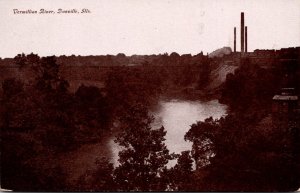 Illinois Danville Scene On Vermillion River 1908