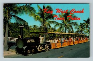 Key West FL- Florida, Passengers on Conch Tour Train, Chrome c1970Postcard