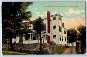 1910 Akron Ohio OH Vintage Postcard John Brown Homestead Building Road Unposted