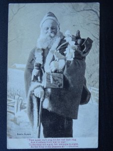 Dickens Quote Christmas Greeting SANTA CLAUS & His Sack of Toys c1905 Postcard