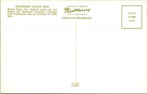 NM, New Mexico  SANTA FE RAILROAD TRAIN~RATON PASS  Fred Harvey Chrome Postcard