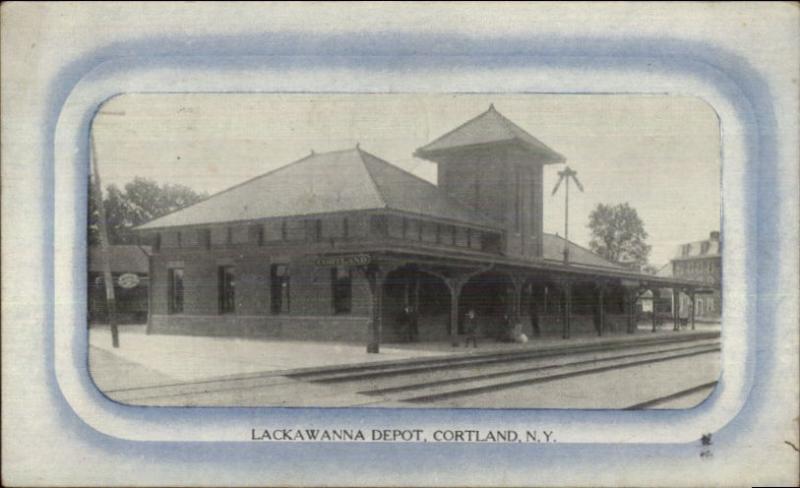 Cortland NY Lackawanna RR Train Station Depot c1910 Postcard