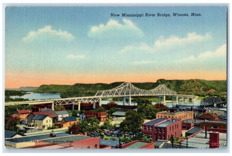 1947 New Mississippi River Bridge Exterior Building Winona Minnesota MN Postcard