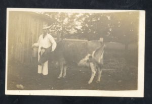 RPPC CICERO ILLINOIS BENEDICT FARM GUERNSEY COW VETERINARIAN REAL PHOTO POSTCARD