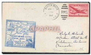 1 letter US Flight Boston Halifax April 1, 1947