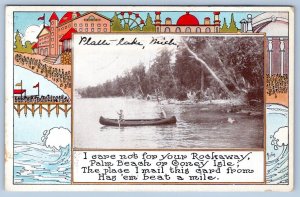 1911 GREETINGS PLATTE LAKE MICHIGAN*ROCKAWAY PALM BEACH CONEY ISLAND POEM