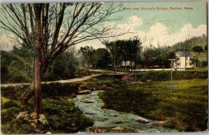 View Near Savery's Bridge Becket MA c1910 Vintage Postcard X07