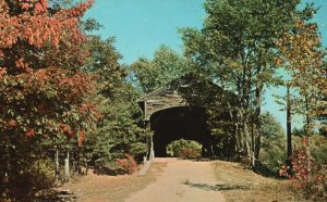 Vintage Postcard Hemlock Bridge Scenic Old Course Saco River Fryeburg Maine ME