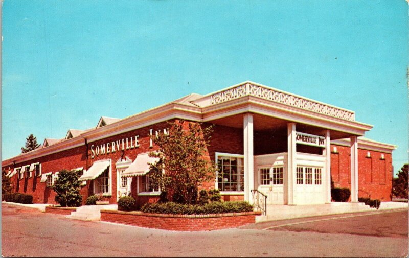 Somerville Inn New Jersey NJ Exterior Entrance Postcard PM Cancel WOB Note VTG 