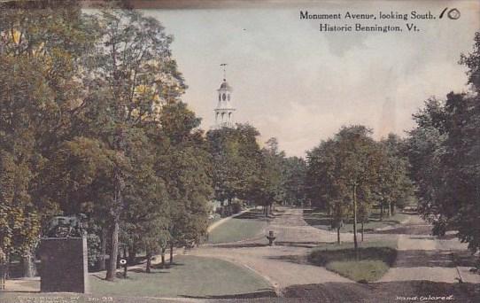 monument Avenue Looking South Historic Bennington Vermont Handcolored Albertype