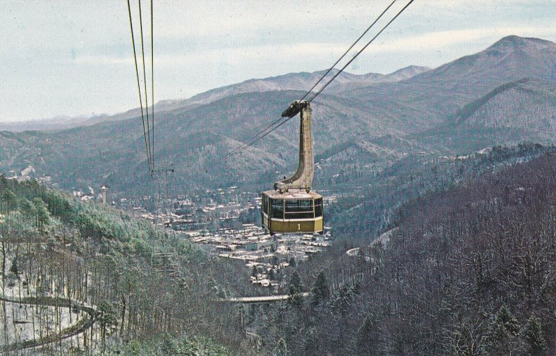 GATLINBURG, Tennessee, 1940-1960s; Panoramic View, Aerial Tramway