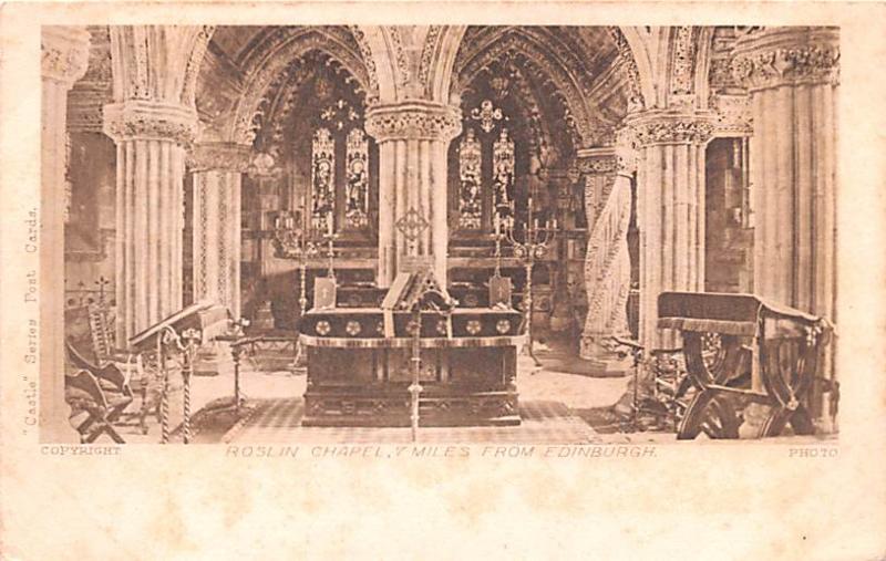 Scotland, UK Old Vintage Antique Post Card Roslin Chapel Edinburgh Unused