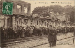 CPA senlis station incendiee-war 1914 (1207397) 