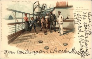 Hamburg Amerika Steamship Line Shuffleboard on SS Pretoria 1904 Used Postcard