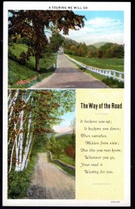 The Way of the Road A Touring We Will Go Poem Pub C. T. American Art Colored WB