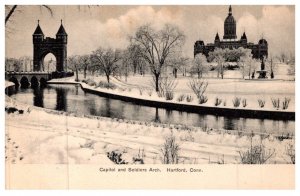 Connecticut Hartford  ,  Capitol and Soldiers Arch , Winter