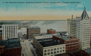 C.1910 Business Section Tacoma, Washington Vintage Postcard P52