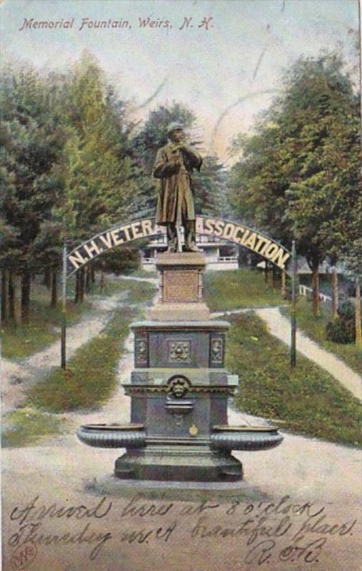 New Hampshire Weirs N H Veter Memorial Fountain 1906