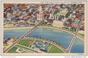 Ohio Columbus Aerial View Of Civic Center Group 1940 Curteich